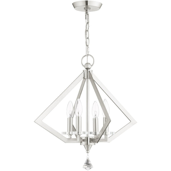 HomeRoots Four Light Dimmable Chandelier with Modern Cylindrical Shades for Elegant Ambient Lighting Solutions 687600