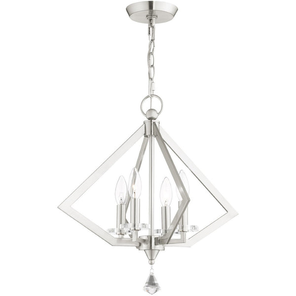 HomeRoots Four Light Dimmable Chandelier with Modern Cylindrical Shades for Elegant Ambient Lighting Solutions 687600