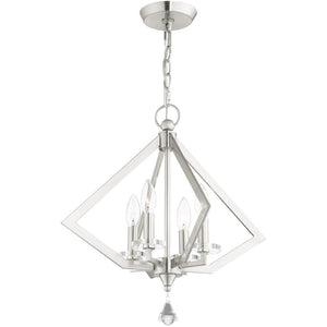 HomeRoots Four Light Dimmable Chandelier with Modern Cylindrical Shades for Elegant Ambient Lighting Solutions 687600