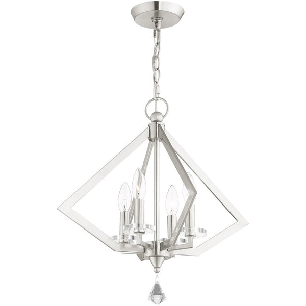 HomeRoots Four Light Dimmable Chandelier with Modern Cylindrical Shades for Elegant Ambient Lighting Solutions 687600