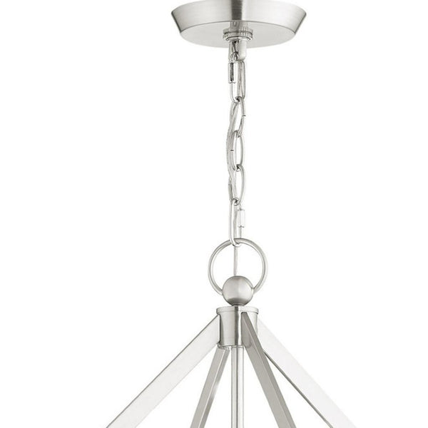 HomeRoots Four Light Dimmable Chandelier with Modern Cylindrical Shades for Elegant Ambient Lighting Solutions 687600