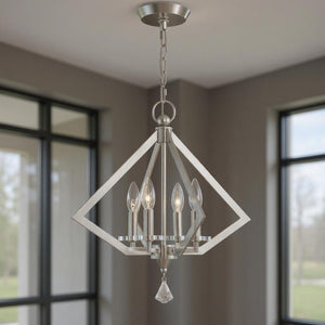 HomeRoots Four Light Dimmable Chandelier with Modern Cylindrical Shades for Elegant Ambient Lighting Solutions 687600