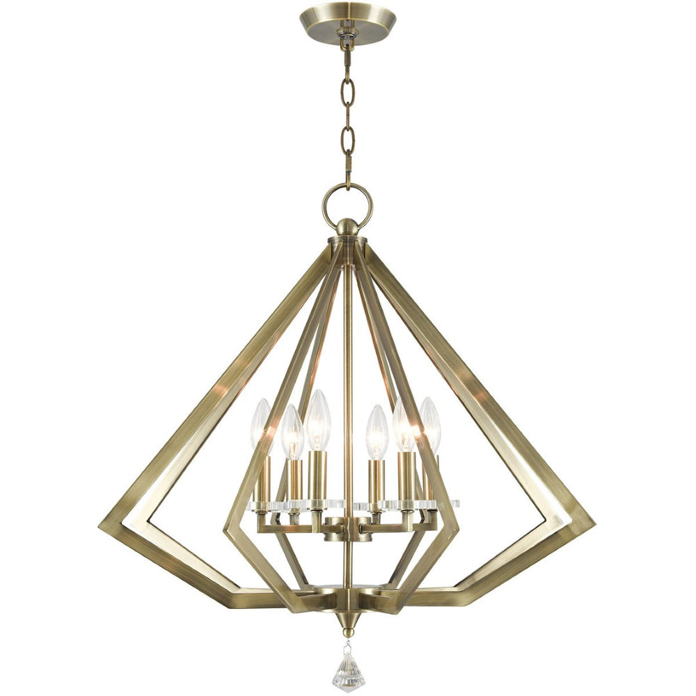 HomeRoots Six Light Dimmable Chandelier – Modern Cylindrical Design, Adjustable for Sloped Ceilings & Style 687601