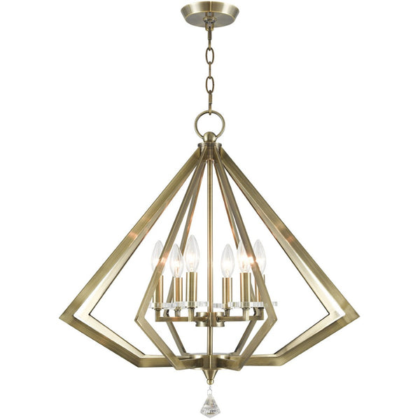 HomeRoots Six Light Dimmable Chandelier – Modern Cylindrical Design, Adjustable for Sloped Ceilings & Style 687601