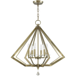 HomeRoots Six Light Dimmable Chandelier – Modern Cylindrical Design, Adjustable for Sloped Ceilings & Style 687601
