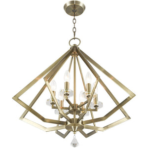 HomeRoots Six Light Dimmable Chandelier – Modern Cylindrical Design, Adjustable for Sloped Ceilings & Style 687601