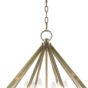 HomeRoots Six Light Dimmable Chandelier – Modern Cylindrical Design, Adjustable for Sloped Ceilings & Style 687601