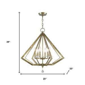 HomeRoots Six Light Dimmable Chandelier – Modern Cylindrical Design, Adjustable for Sloped Ceilings & Style 687601