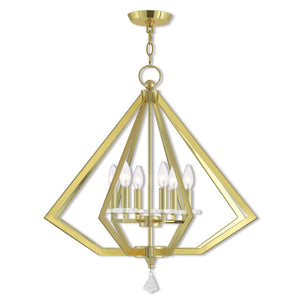 HomeRoots Six Light Dimmable Chandelier - Modern Cylindrical Shades for Stylish Ambiance in Any Space 687602