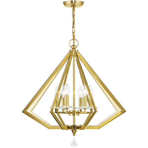 HomeRoots Six Light Dimmable Chandelier - Modern Cylindrical Shades for Stylish Ambiance in Any Space 687602