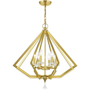 HomeRoots Six Light Dimmable Chandelier - Modern Cylindrical Shades for Stylish Ambiance in Any Space 687602