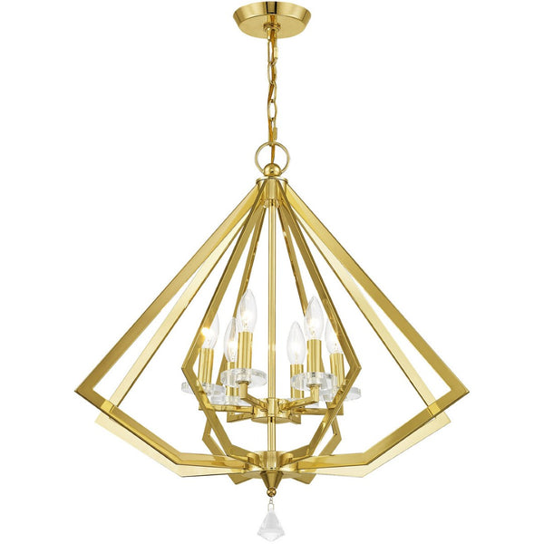 HomeRoots Six Light Dimmable Chandelier - Modern Cylindrical Shades for Stylish Ambiance in Any Space 687602