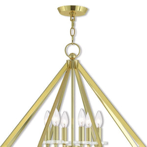HomeRoots Six Light Dimmable Chandelier - Modern Cylindrical Shades for Stylish Ambiance in Any Space 687602