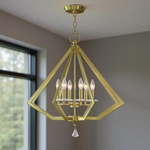 HomeRoots Six Light Dimmable Chandelier - Modern Cylindrical Shades for Stylish Ambiance in Any Space 687602