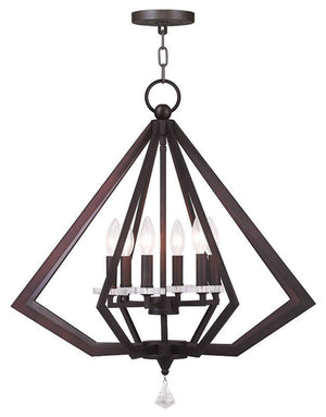 HomeRoots Bronze Six-Light Dimmable Chandelier with Elegant Cylinder Shades for Modern Home Decor & Ambiance 687603