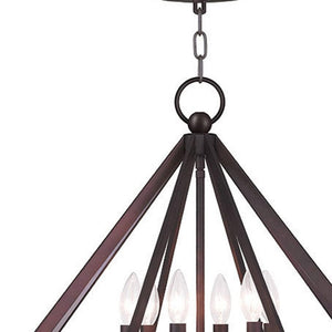 HomeRoots Bronze Six-Light Dimmable Chandelier with Elegant Cylinder Shades for Modern Home Decor & Ambiance 687603