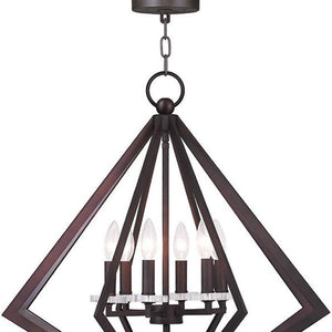 HomeRoots Bronze Six-Light Dimmable Chandelier with Elegant Cylinder Shades for Modern Home Decor & Ambiance 687603