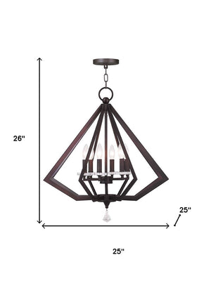 HomeRoots Bronze Six-Light Dimmable Chandelier with Elegant Cylinder Shades for Modern Home Decor & Ambiance 687603