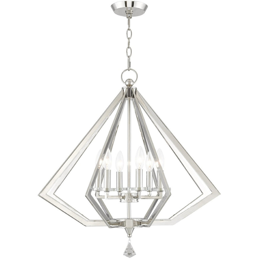 HomeRoots Six Light Dimmable Chandelier - Modern Cylindrical Shades for Versatile Ambiance & Timeless Style 687604