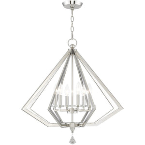 HomeRoots Six Light Dimmable Chandelier - Modern Cylindrical Shades for Versatile Ambiance & Timeless Style 687604