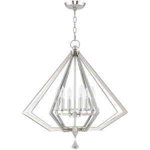 HomeRoots Six Light Dimmable Chandelier - Modern Cylindrical Shades for Versatile Ambiance & Timeless Style 687604