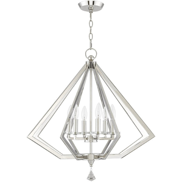 HomeRoots Six Light Dimmable Chandelier - Modern Cylindrical Shades for Versatile Ambiance & Timeless Style 687604