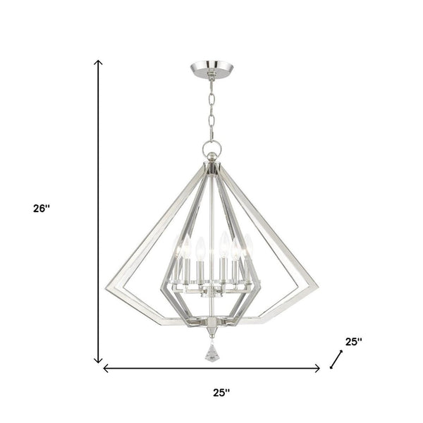 HomeRoots Six Light Dimmable Chandelier - Modern Cylindrical Shades for Versatile Ambiance & Timeless Style 687604