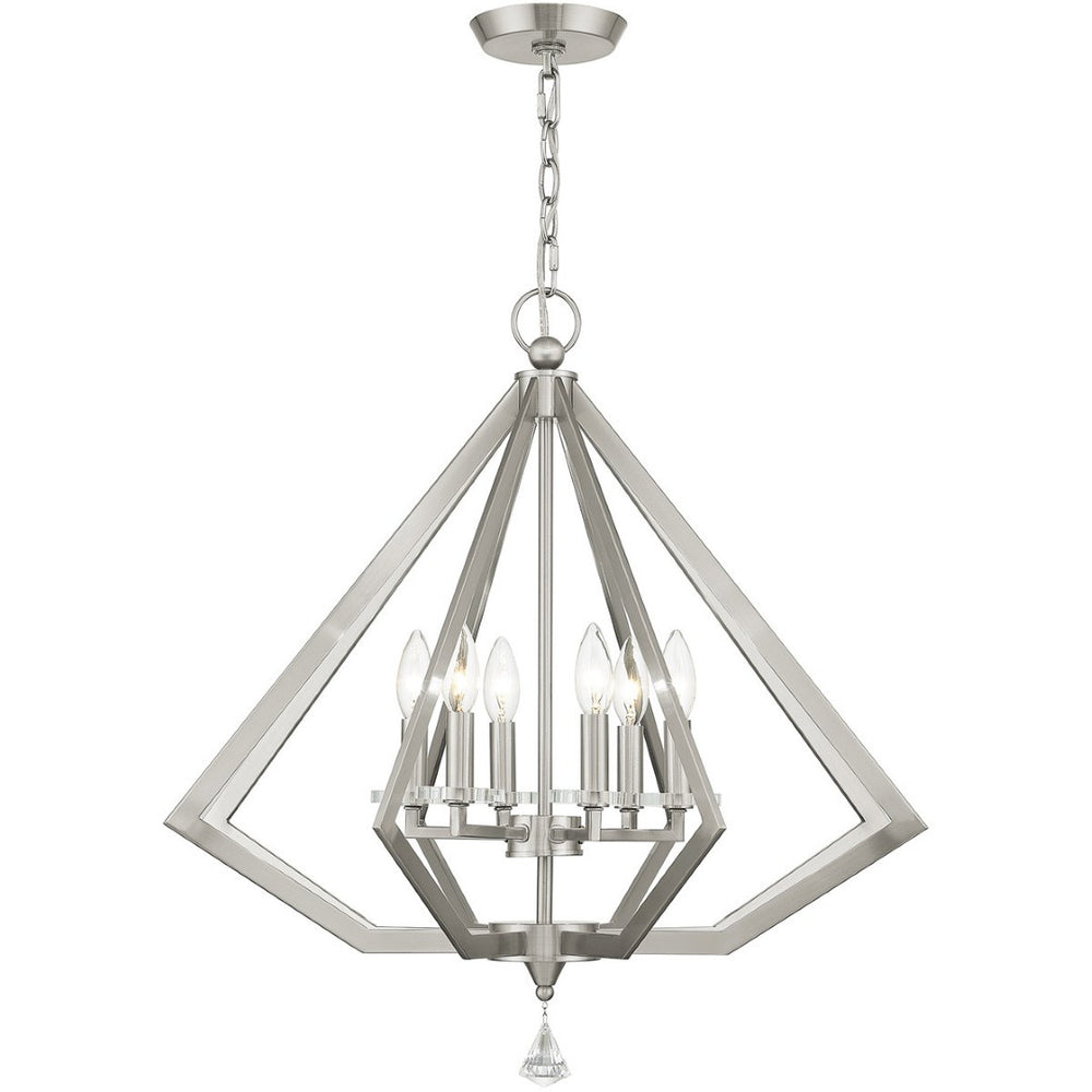 HomeRoots Six Light Dimmable Chandelier: Modern Cylinder Shades for Adjustable Illumination in Any Room 687605