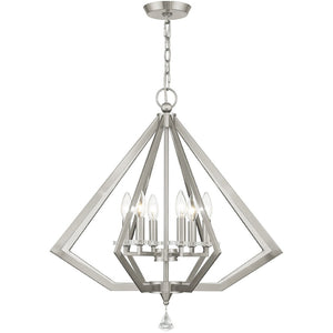 HomeRoots Six Light Dimmable Chandelier: Modern Cylinder Shades for Adjustable Illumination in Any Room 687605