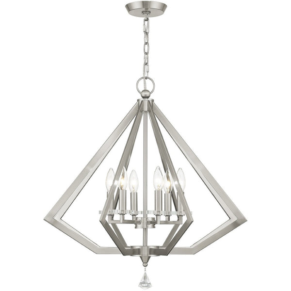 HomeRoots Six Light Dimmable Chandelier: Modern Cylinder Shades for Adjustable Illumination in Any Room 687605