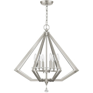 HomeRoots Six Light Dimmable Chandelier: Modern Cylinder Shades for Adjustable Illumination in Any Room 687605