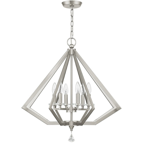 HomeRoots Six Light Dimmable Chandelier: Modern Cylinder Shades for Adjustable Illumination in Any Room 687605