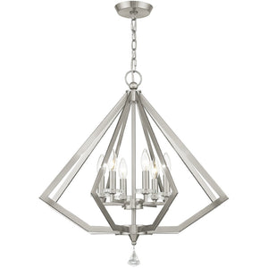 HomeRoots Six Light Dimmable Chandelier: Modern Cylinder Shades for Adjustable Illumination in Any Room 687605