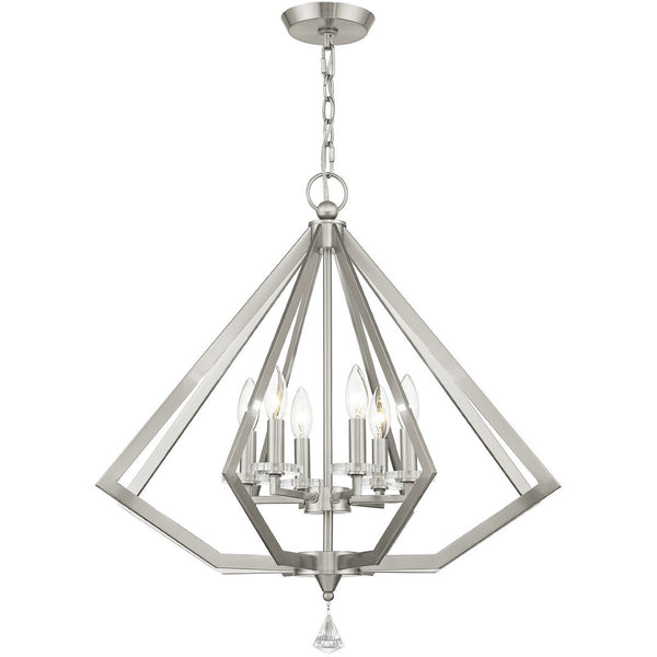 HomeRoots Six Light Dimmable Chandelier: Modern Cylinder Shades for Adjustable Illumination in Any Room 687605