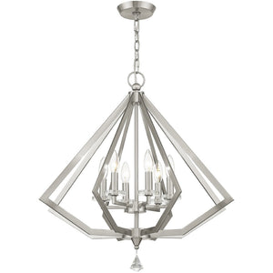 HomeRoots Six Light Dimmable Chandelier: Modern Cylinder Shades for Adjustable Illumination in Any Room 687605