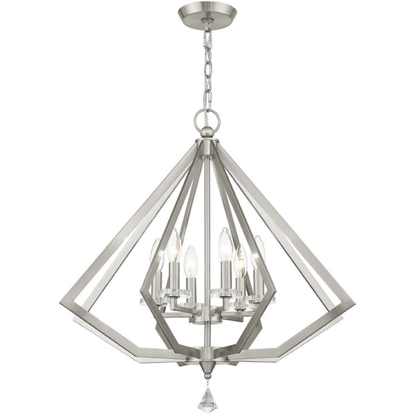 HomeRoots Six Light Dimmable Chandelier: Modern Cylinder Shades for Adjustable Illumination in Any Room 687605