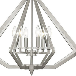 HomeRoots Six Light Dimmable Chandelier: Modern Cylinder Shades for Adjustable Illumination in Any Room 687605