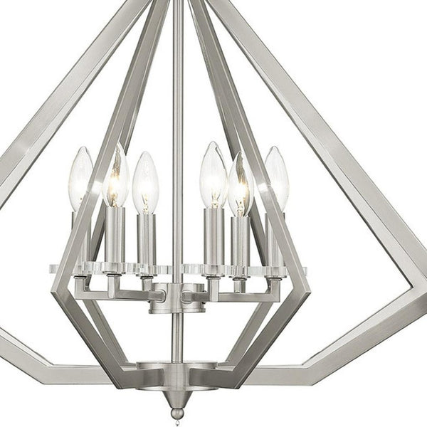 HomeRoots Six Light Dimmable Chandelier: Modern Cylinder Shades for Adjustable Illumination in Any Room 687605