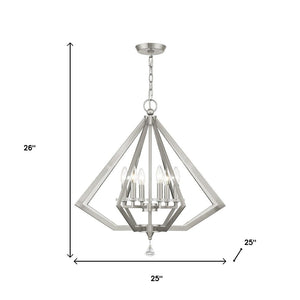 HomeRoots Six Light Dimmable Chandelier: Modern Cylinder Shades for Adjustable Illumination in Any Room 687605