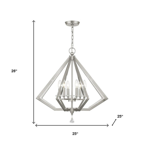 HomeRoots Six Light Dimmable Chandelier: Modern Cylinder Shades for Adjustable Illumination in Any Room 687605