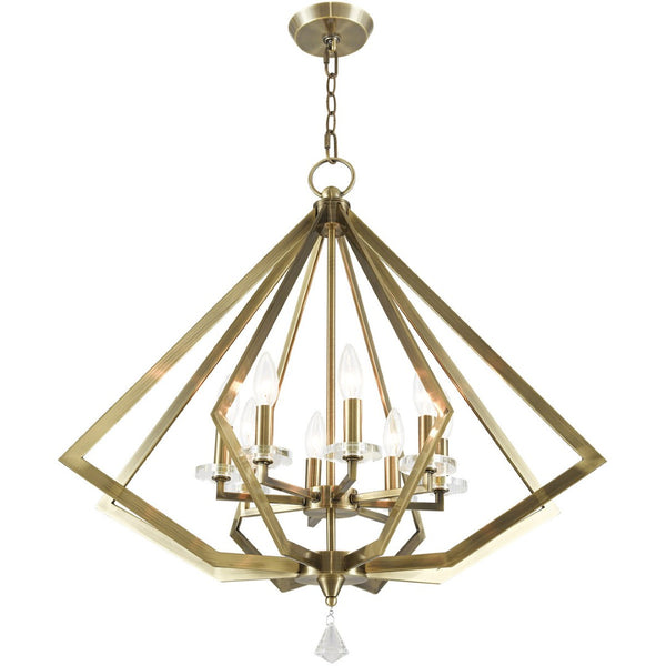 HomeRoots Eight Light Dimmable Chandelier - Contemporary Cylinder Design for Stylish Ambiance in Any Room 687606