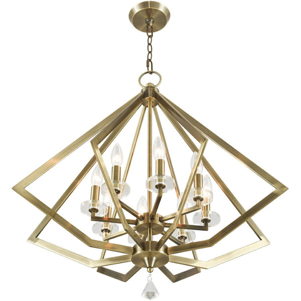 HomeRoots Eight Light Dimmable Chandelier - Contemporary Cylinder Design for Stylish Ambiance in Any Room 687606