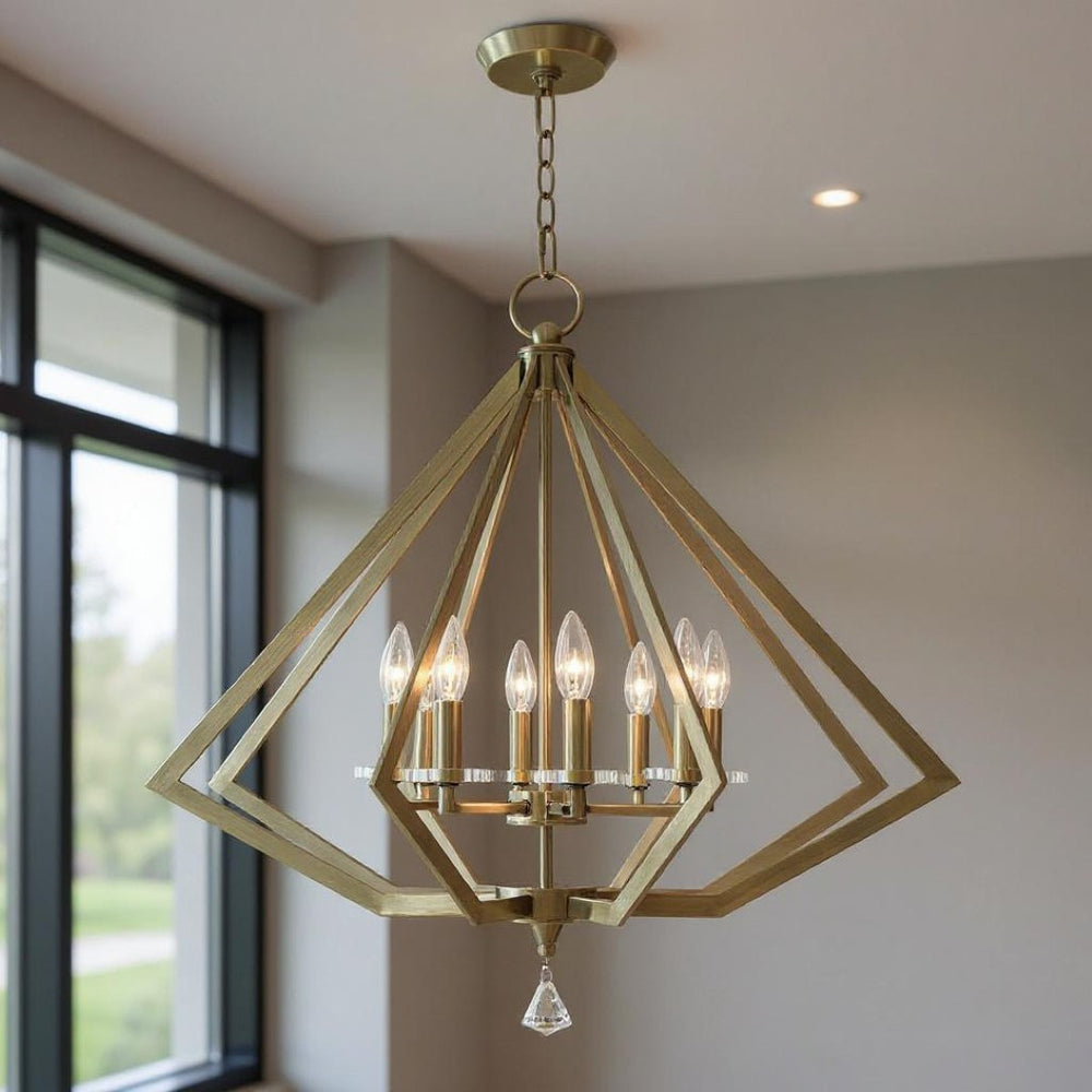HomeRoots Eight Light Dimmable Chandelier - Contemporary Cylinder Design for Stylish Ambiance in Any Room 687606