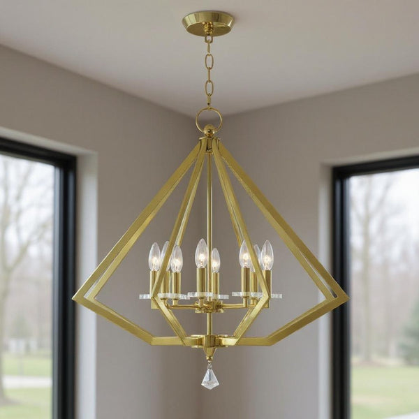HomeRoots Eight Light Dimmable Chandelier - Modern Cylinder Design with Steel Shades for Versatile Decor Styles 687607