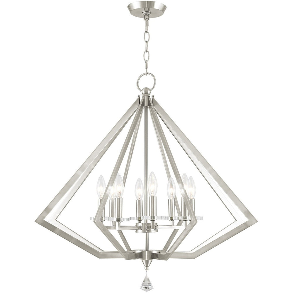 HomeRoots Eight Light Dimmable Chandelier with Modern Cylinder Shades for Elegant Home Illumination & Style 687608