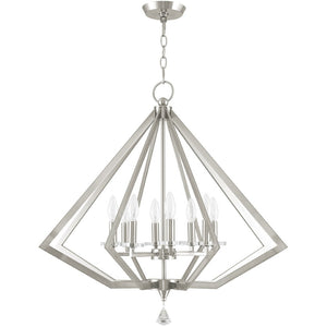 HomeRoots Eight Light Dimmable Chandelier with Modern Cylinder Shades for Elegant Home Illumination & Style 687608