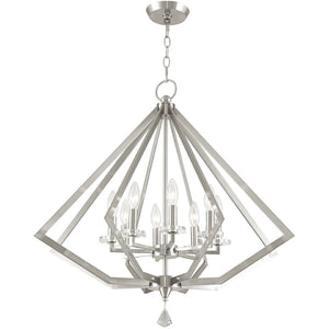 HomeRoots Eight Light Dimmable Chandelier with Modern Cylinder Shades for Elegant Home Illumination & Style 687608