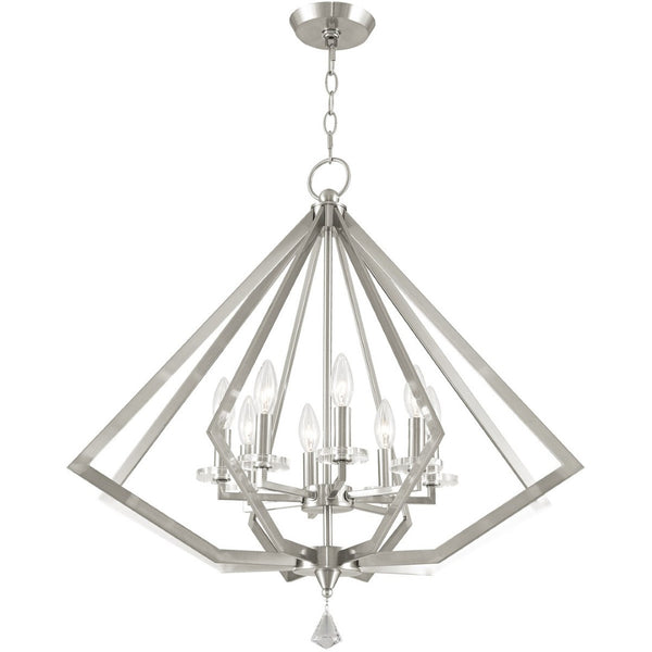HomeRoots Eight Light Dimmable Chandelier with Modern Cylinder Shades for Elegant Home Illumination & Style 687608