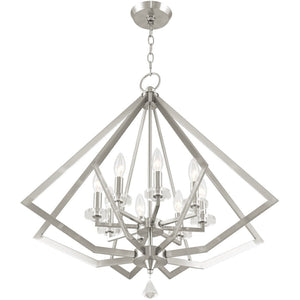 HomeRoots Eight Light Dimmable Chandelier with Modern Cylinder Shades for Elegant Home Illumination & Style 687608