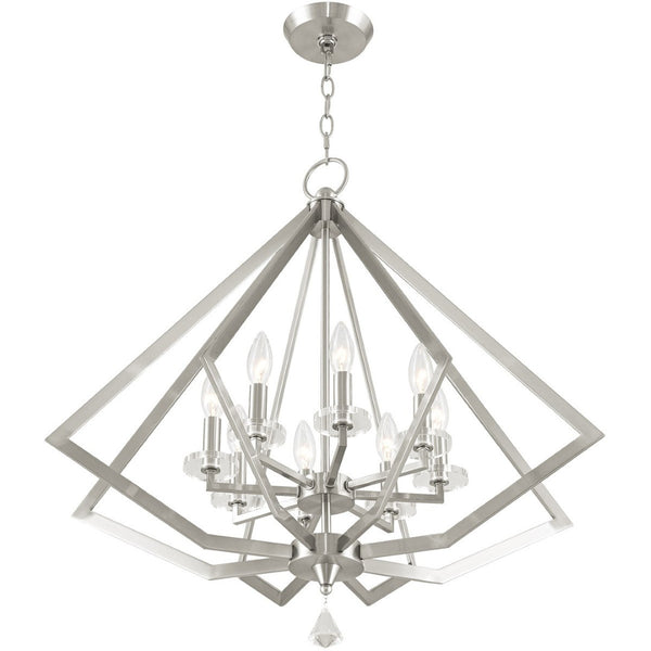 HomeRoots Eight Light Dimmable Chandelier with Modern Cylinder Shades for Elegant Home Illumination & Style 687608